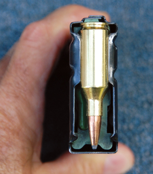 For proper functioning, all AR rounds must be held to an cartridge overall length of 2.25 inches, such as these .25 WSSM handloads.