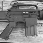 The rifle that preceded the M16 in combat in Vietnam was the Colt/Armalite-produced 601/601. Issued with a green Bakelite stocks, the 601 featured a hard-chromed bolt carrier group and prong-type flash suppressor. It lacked the forward assist that was added two generations later to the M16A1 series, and the case deflector that appeared on the M16A2. The case deflector has definite merit, which cannot be said of the forward assist. Left-handed law enforcement M16s need the addition of an add-on to protect the shooters’ faces from cartridge case burns.