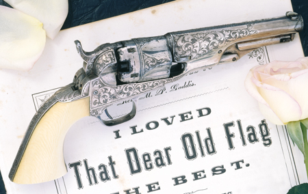 Presentation-inscribed Metropolitan Arms Company, New York. 36-caliber; 5-shot percussion revolver with 4 1/2-inch barrel.