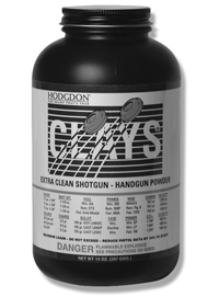 Load your 12-gauge with Hodgdon’s Clays and Titewad, especially for target and light field reloads. Clays and Titewad are also rated for competition pistol reloads in the 45 ACP and 38 Special.