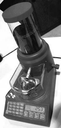 The Hornady Auto Charge is a sophisticated digital powder measure. Note the drain plug on the right side.