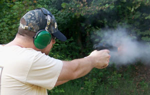 Kimber-11 Will Smith is getting the measure of the .45 in a fast pass at steel plates.