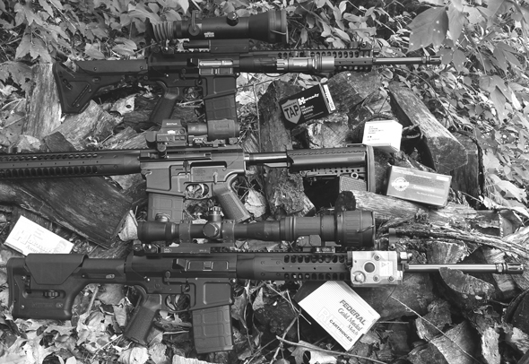LWCRI-3 The LWRCI REPRS, in the three barrel lengths I could obtain. The shortest would be an SBR, and that requires an NFA Tax Stamp.