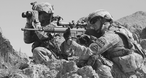 SemiautoSniper-Lead600 For fast follow-up shots, a bolt gun loses every time to a self-loader. Here, they’re just watching suspicious activity on Highway 1 in Zabul Province. DoD photo by Spc. Joshua Grenier, U.S. Army.