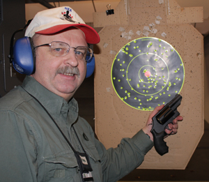 SWGovernor-2 Workman was happy with the pattern from two rounds of No. 6. Is he grinning about this gun’s fight-stopping potential, or planning to go hunting?
