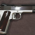A Scott Mulkerin custom 1911, with gold bead front sight.
