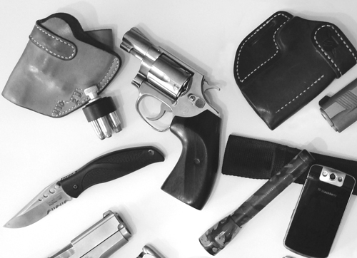 Flashlights, cell phones and knives are critical support components to your pistol.