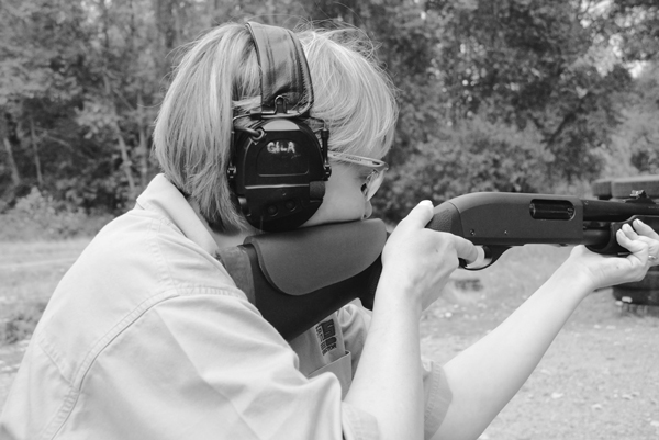 Author's favorite shotgun is an old, well-worn Remington 870 set up with good sights and a 12" length-of-pull Hogue stock that fits her perfectly.