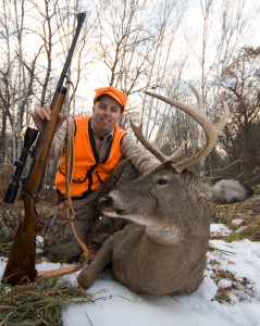 280Ackley-4 The author took this Wisconsin whitetail using his .280 AI custom rifle, shooting Nosler Custom ammunition, the 140 gr. Accubond .280 Ackley factory-loaded ammunition. The shot was about 175 yards, which is a long poke for a Wisconsin woodland hunt.