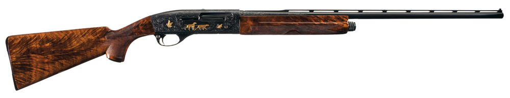 3409Lead1 An exceptional Remington master engraved and gold inlaid Model 11-48 premier F Grade semi-automatic shotgun commanded $18,400.