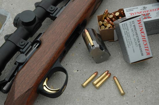 Browning T-Bolt Among svelte .22 rimfire rifles is Browning’s T-Bolt, here in .22 WMR. A 40-grain bullet at 2,000 fps.