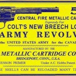 An antique box of UMC .45 Colt ammunition.