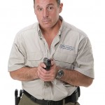 Fig. 6-3 Establish the two-handed grip. You may fire from here if you must, but keep your finger off the trigger until you are ready to fire.