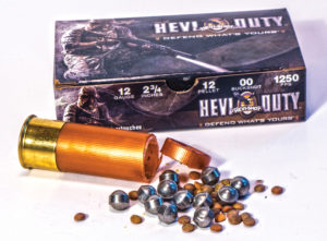 The Hevi-Duty loads from Hevi-Shot utilize frangible pellets that will not penetrate interior walls. Not a bad idea for a shotgun that will be used in a home defense setting.