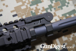 AR15Review-Wilson6.8-a The folding Wilson front sight, which blends in nicely with the top rail of the free-float Wilson handguard.