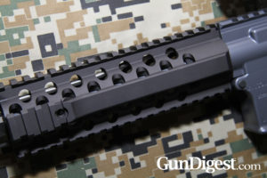 AR15Review-Wilson6.8-b The Wilson handguard, with the rear rails shaved off. It proves a less “bite-y” gripping surface and also gives you an oval to index the rifle vertically.