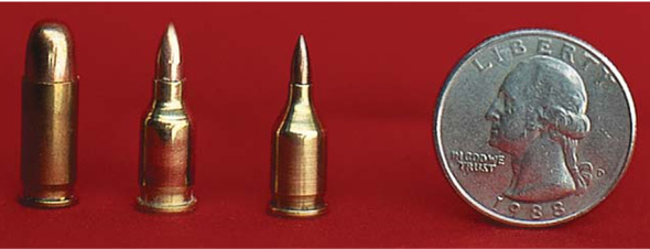 Wildcat cartridges have some of the niftiest names. Take Bill Eichelberger’s 10-caliber or 14-caliber wildcats, for example. Shown next to a factory 25 ACP case are the 10 Eichelberger Dart, and its bigger brother, the 14 Eichelberger Dart. The little brother can send a 10-caliber, 7.2-grain bullet to over 3000 fps; the larger sibling pushes a 14-caliber, 10-grain projectile to almost 3000 fps.