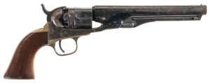 This Colt Model 1862 Police percussion revolver with holster and inscription on the back strap exceeded the estimate by selling for $8,625. Photo courtesy Rock Island Auction Company. Click for enlarged view.