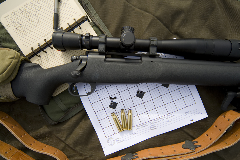 GAP-M24-LEAD A .470 inch 3-shot 100-yard group (center diamond) shot with the GA Precision M24. Photo by Corey Graff.