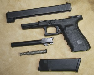 Stripped down, the G41 Gen 4 is a basic Glock with simple components. It tears down fast and goes back together just as fast. Author Photo