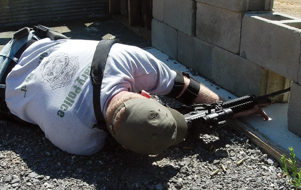 Practice shooting at the chest area or center mass of an attacker’s body. Follow up with a shot to the pelvic girdle. When taking cover, understand that there are more materials in the world that are bullet resistant rather than bullet proof. Even cinder blocks can be pentrated by certain calibers and catridges, so choose defensive cover wisely.