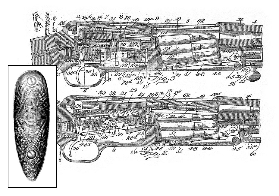 LateModelG-Lead On March 6, 1906, Morris F. Smith of Philadelphia received Patent No. 314,242 for an “automatic gas-operated rifle.” That rifle was the Model G, which had a swell buttplate (left).