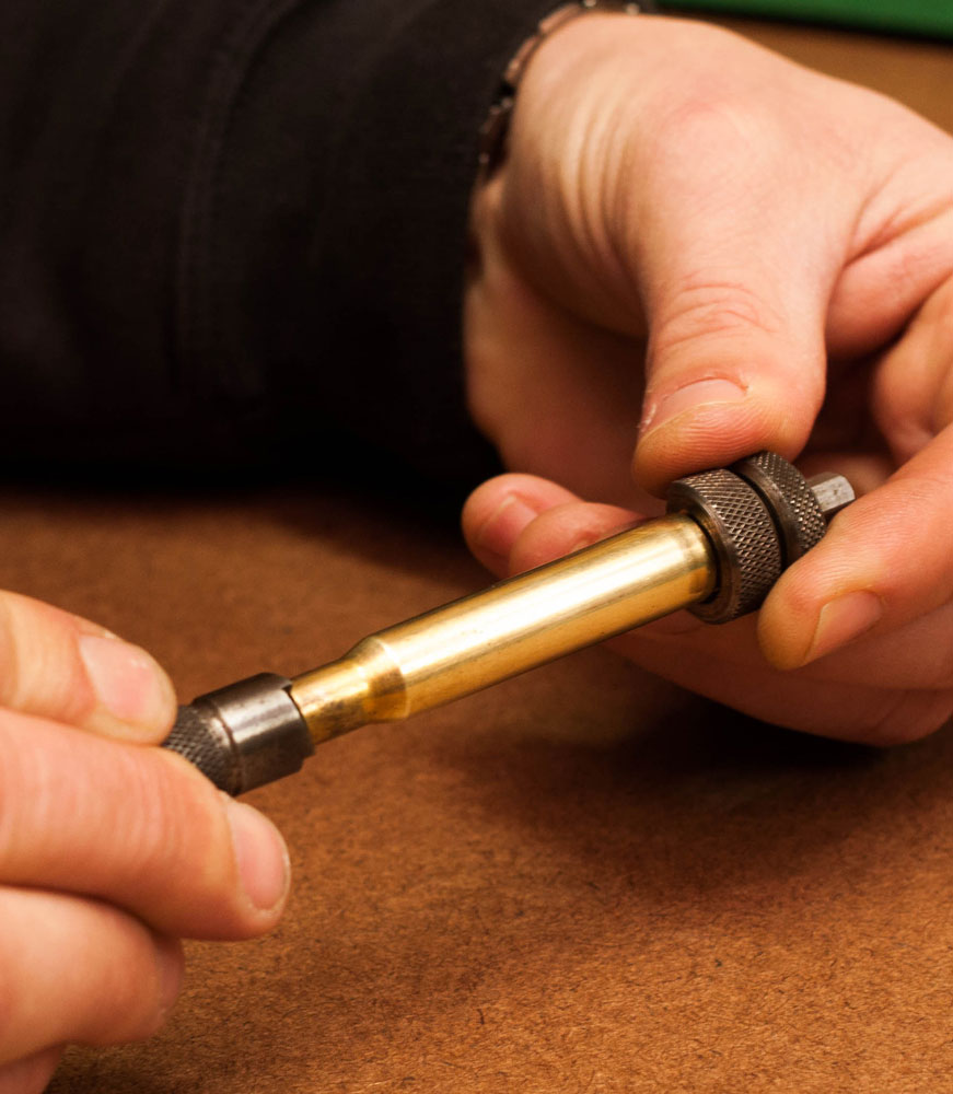 Case trimmers can be as simple as this hand-operated model by Lee.