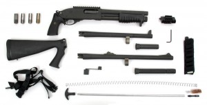 This is the MCS—Modular Combat System—for the Model 870. Three stocks, three barrels, two magazine tubes, accessory mounts, and Remington’s REM LOC quick-change stock system allow officers and military personnel to customize their shotgun to meet ever-changing circumstances in the field.