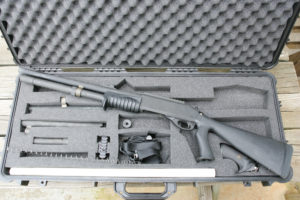 Remington-MCS-Case The 870 MCS—Modular Combat System is used by dozens of military and police organizations worldwide. It allows the shooter set up at least three different configurations based on the mission’s needs.