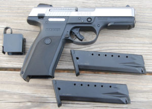 The SR40 is a comfortably sized pistol that comes with two 15-round magazines and a handy loading tool.