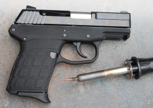 Stipple-2 The Kel-Tec PF-9 is a thin, lightweight, single-stack 9mm pistol offering excellent purchase right out of the box. Stippling the tops of each square made it even better.