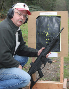 The author plugged this Birchwood Casey target using factory sights.