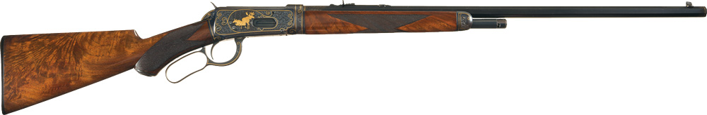 Deluxe Winchester Model 1894 takedown with No. 2 factory engraving, gold inlays, and in spectacular condition sold for $172,500. Photos Courtesy Rock Island Auction Company.