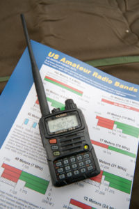 YaesuVX6R Today’s small amateur radio “HTs” or handie-talkies, are incredibly advanced. This Yaesu VX-6R is a dual-band model transceiver that operates in the 70 cm (440 mhz) and 2m (144 mhz) bands FM. It also receives international shortwave AM transmissions and NOAA weather radio. While typically used for local emergency communications and weather spotting, it can access Internet-linked repeaters for International coverage.